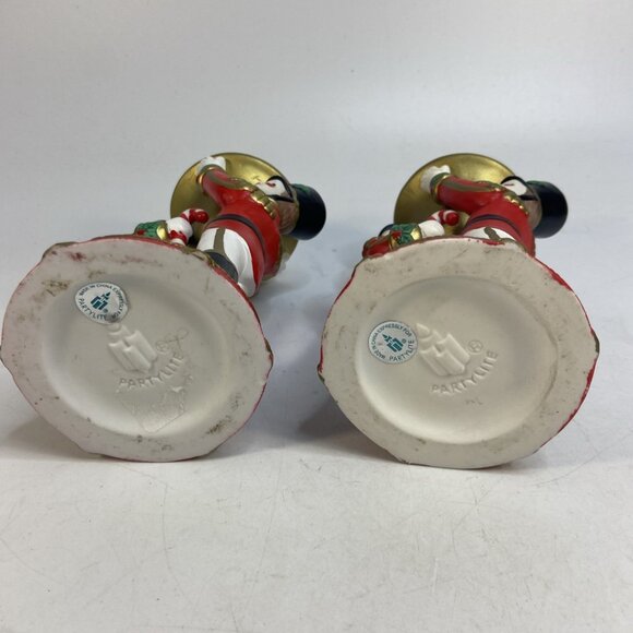 Partylite Christmas Candle Holders Toy Soldier Nutcrackers Holiday Pair Vtg 6 in - Picture 8 of 9